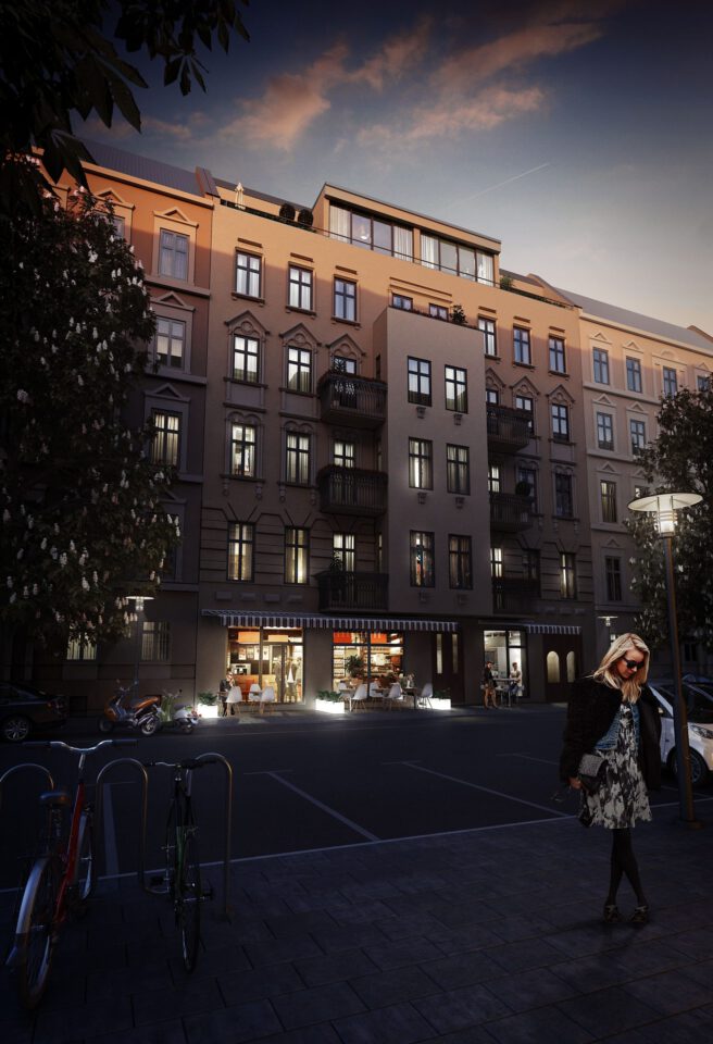 Winstrasse, Berlin — night-time architectural visualisation
